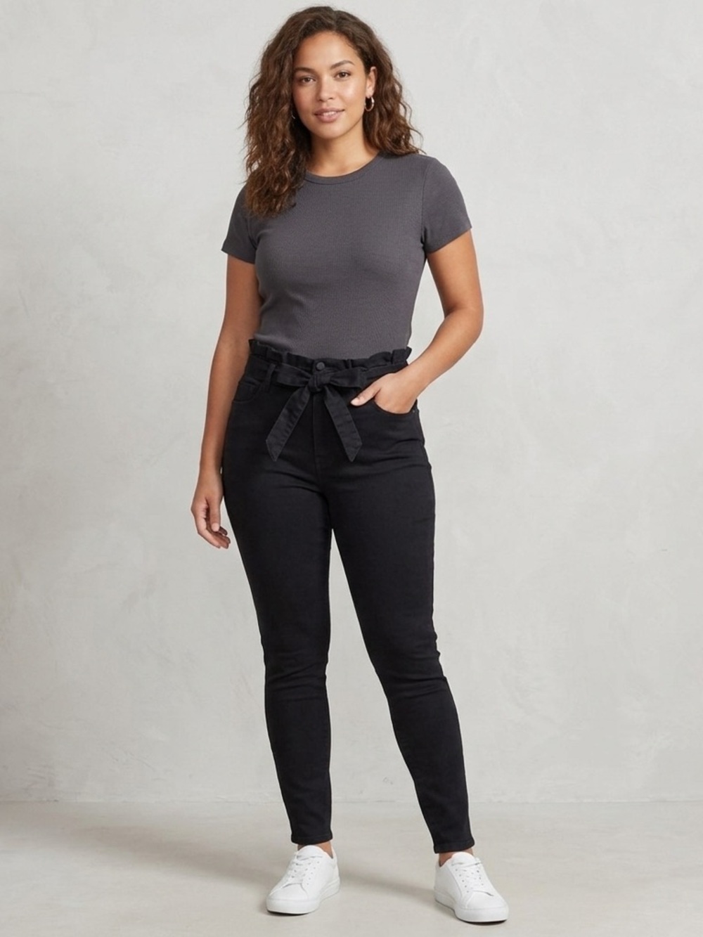 Blue Spice Back Denim High Rise Casual Skinny Mom Jeans Paper Bag Waist Size 5